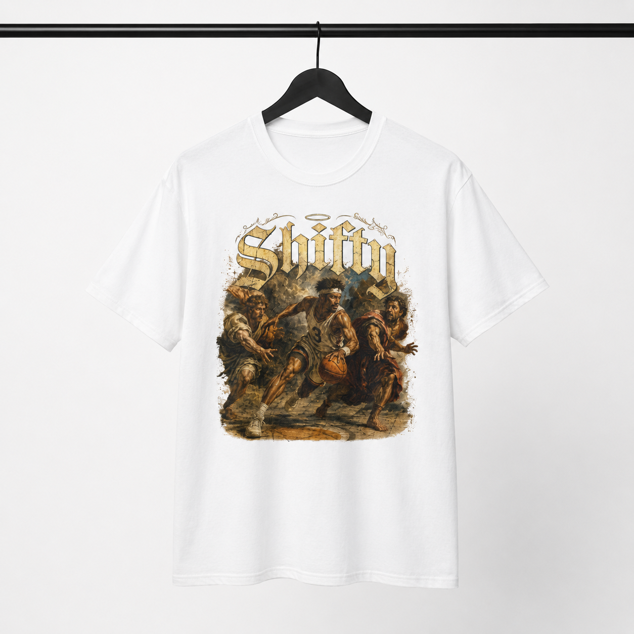 Renaissance Shifty T-Shirt on Brick City model in studio view one