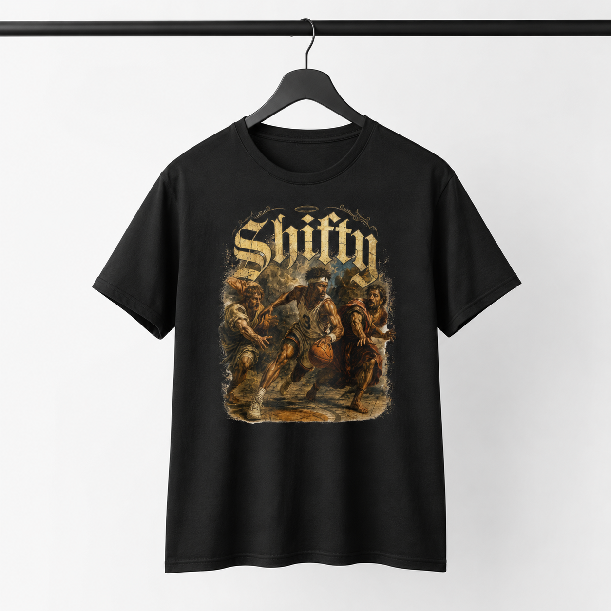 Renaissance Shifty T-Shirt on Brick City model in studio view two