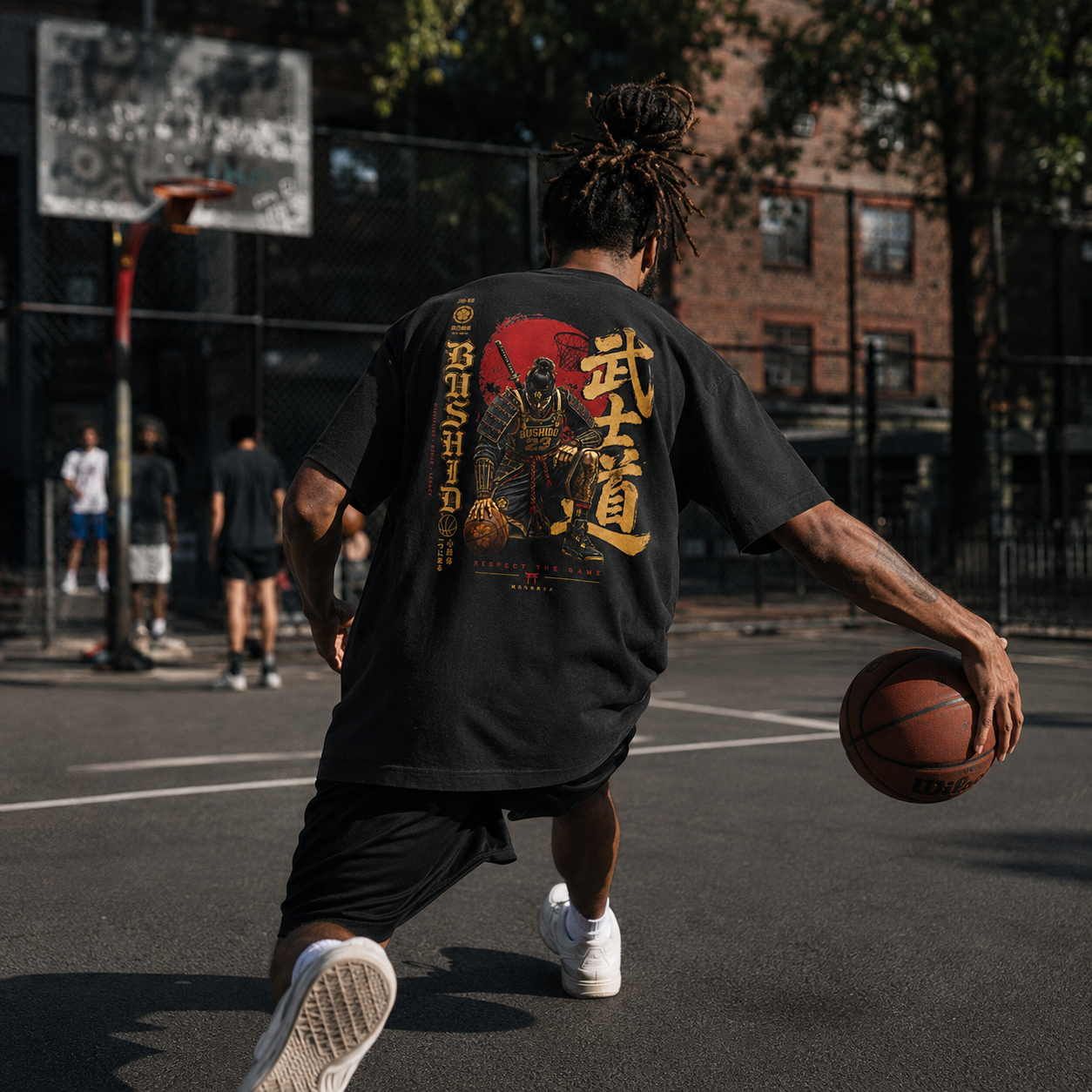 Respect The Game Tee oversized black basketball t-shirt urban lifestyle image