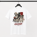 Shifty White T-Shirt by Brick City on a studio product mockup