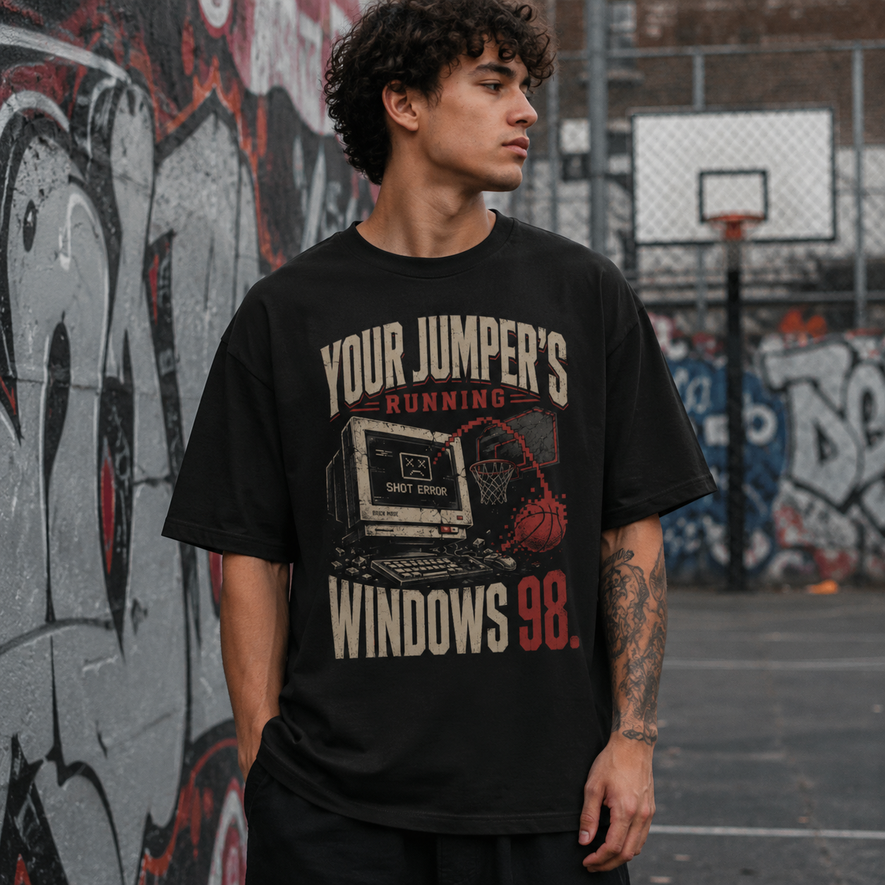 Slow Jumper T-Shirt oversized black basketball t-shirt urban lifestyle image