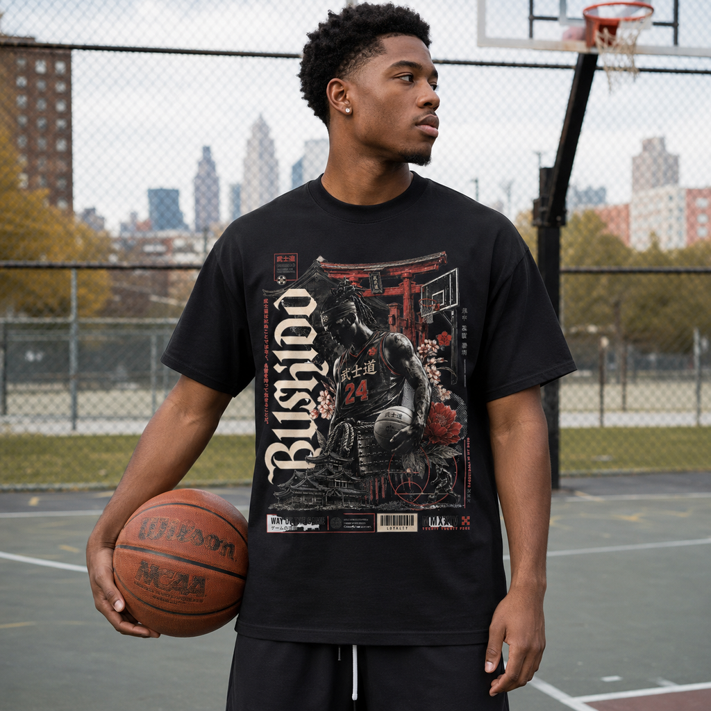 The Game Japanese Hooper Tee oversized black basketball t-shirt urban lifestyle image