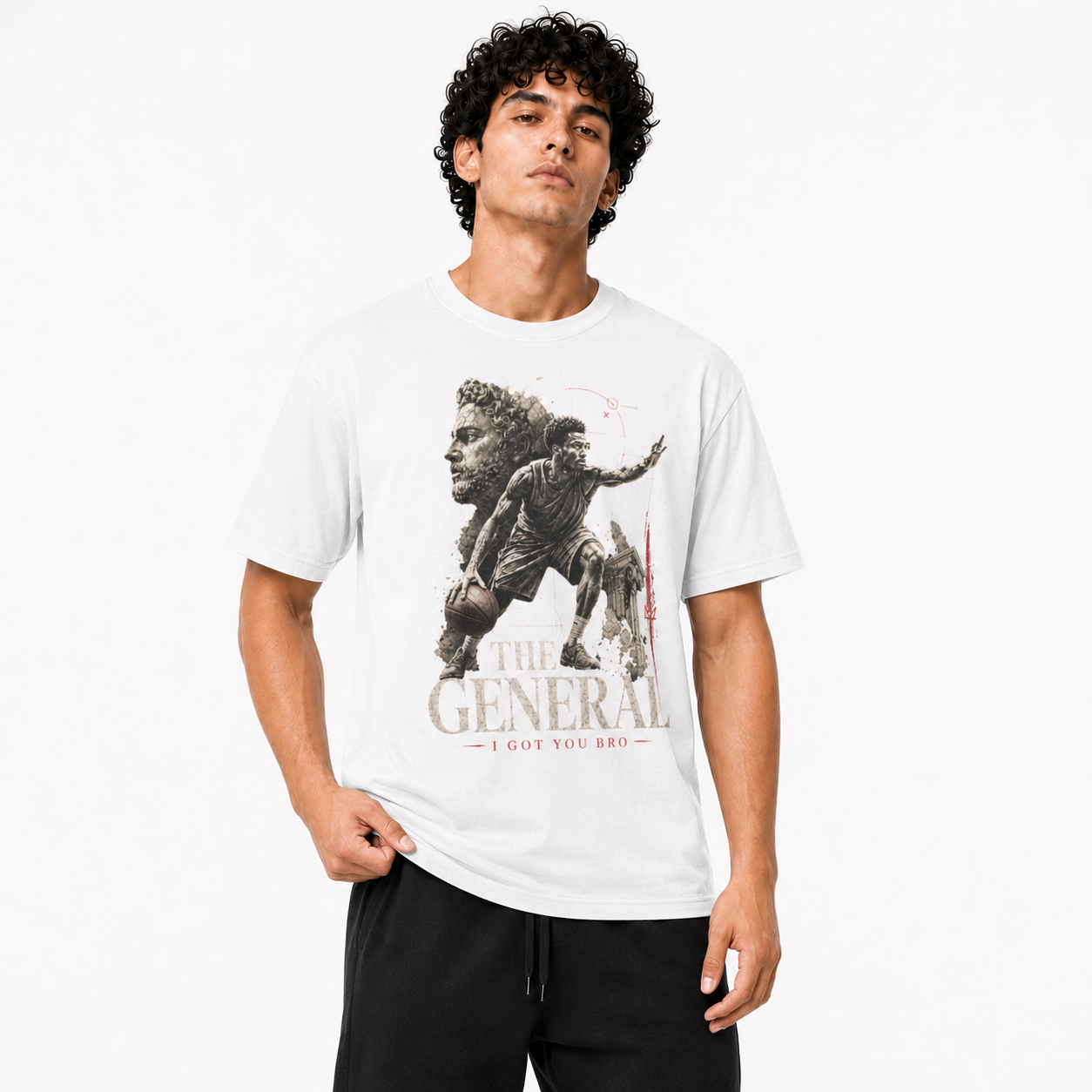 The General T-Shirt on Brick City model in studio view six
