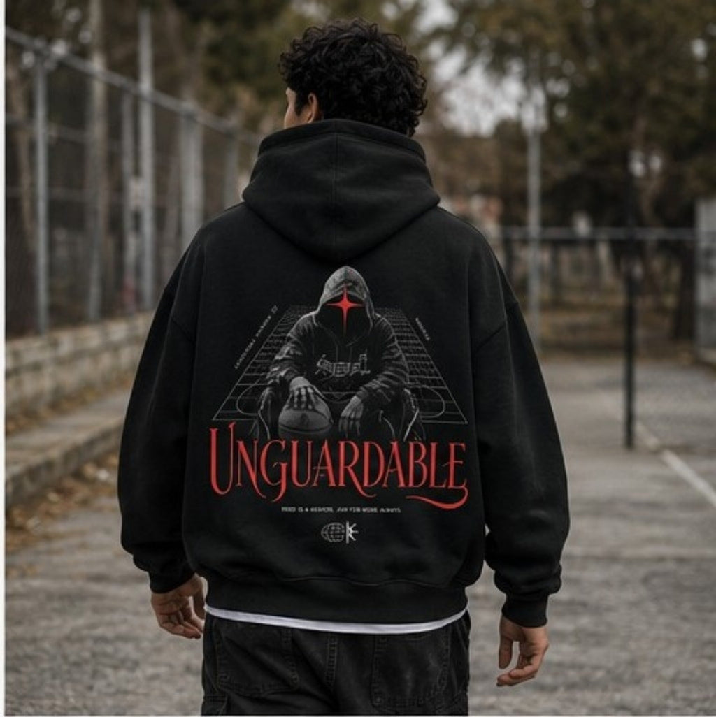 Unguardable Oversized Hoodie black back print basketball lifestyle